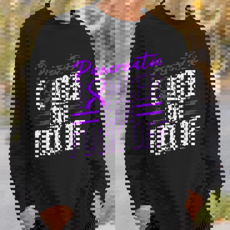 Pancreatic Cancer Fuck Off Purple Ribbon Support Sweatshirt Gifts for Him
