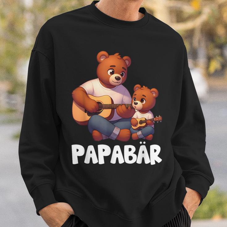 Papa Bärater Tochter Sohn Papa Gitarre Spielenatertag Sweatshirt Geschenke für Ihn