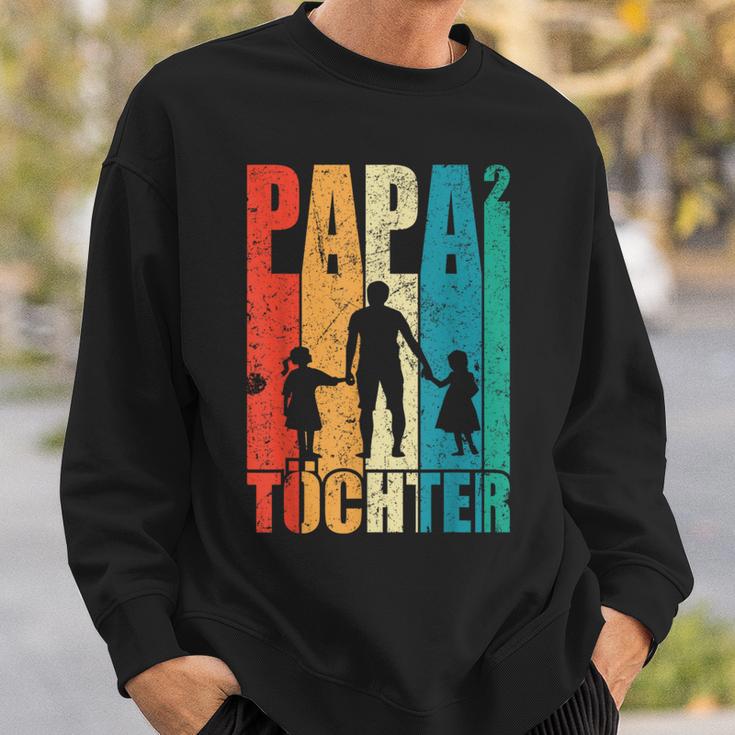 Papa Hoch 2 Dad Hoch 2 Töchter Zweifach Papa Father's Day S Sweatshirt Geschenke für Ihn