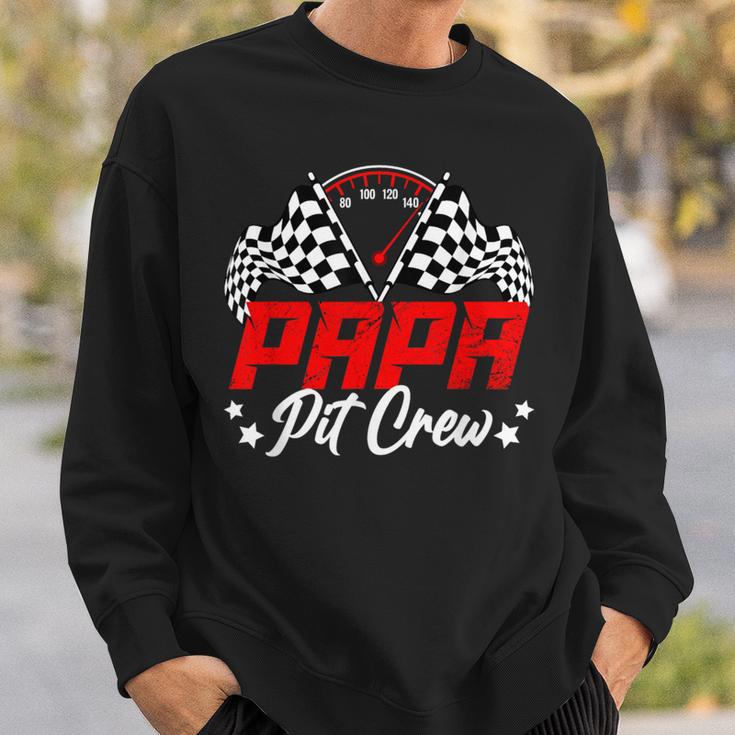 Papa Pit Crew Birthday Party Race Car Lover Racing Family Sweatshirt Gifts for Him