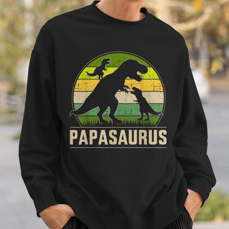 Papasaurus Zwei Kinder Für Papa Zumatertag Weihnachten Sweatshirt Geschenke für Ihn