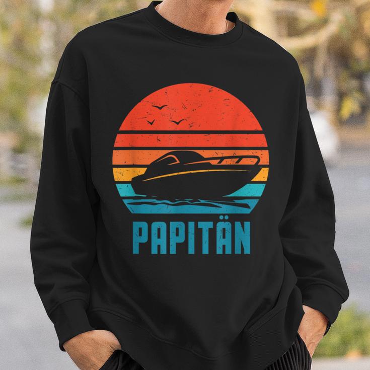 Papitän Motorboot Bootsführerscheinatertag Papa Kapitän Sweatshirt Geschenke für Ihn