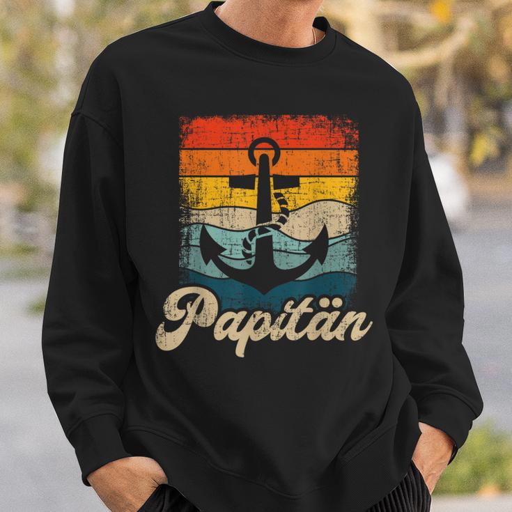 Papitän Retro Für Papa Zumatertag Geburtstag Weihnachten Sweatshirt Geschenke für Ihn