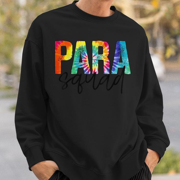 Paraprofessional Squad Tie Dye First 100 Last Days Of School Sweatshirt Gifts for Him