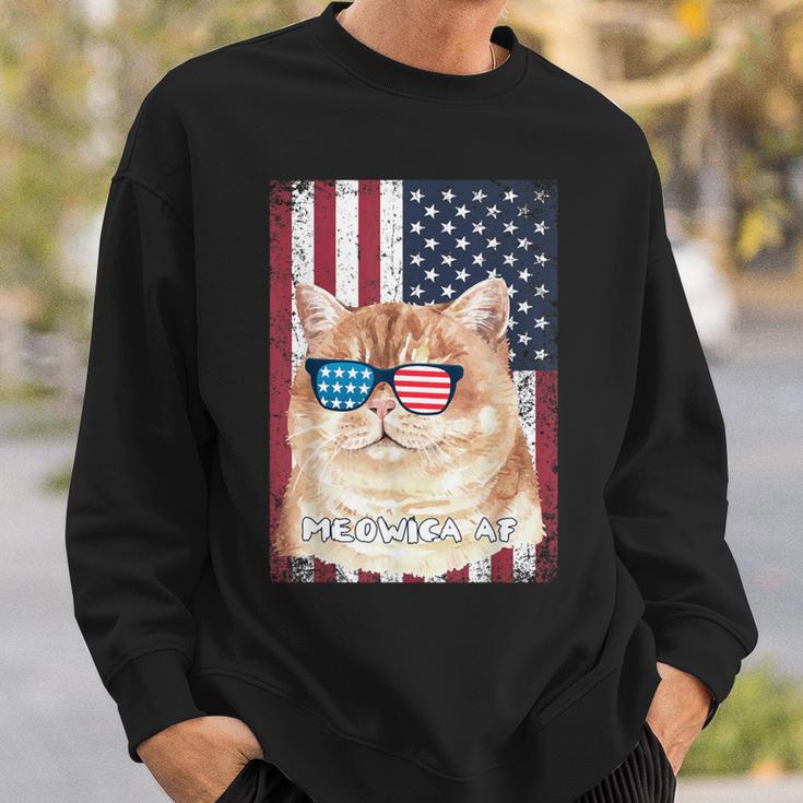 Patriotic Cat Meowica Af 4Th Of July Usa American Flag Sweatshirt Gifts for Him