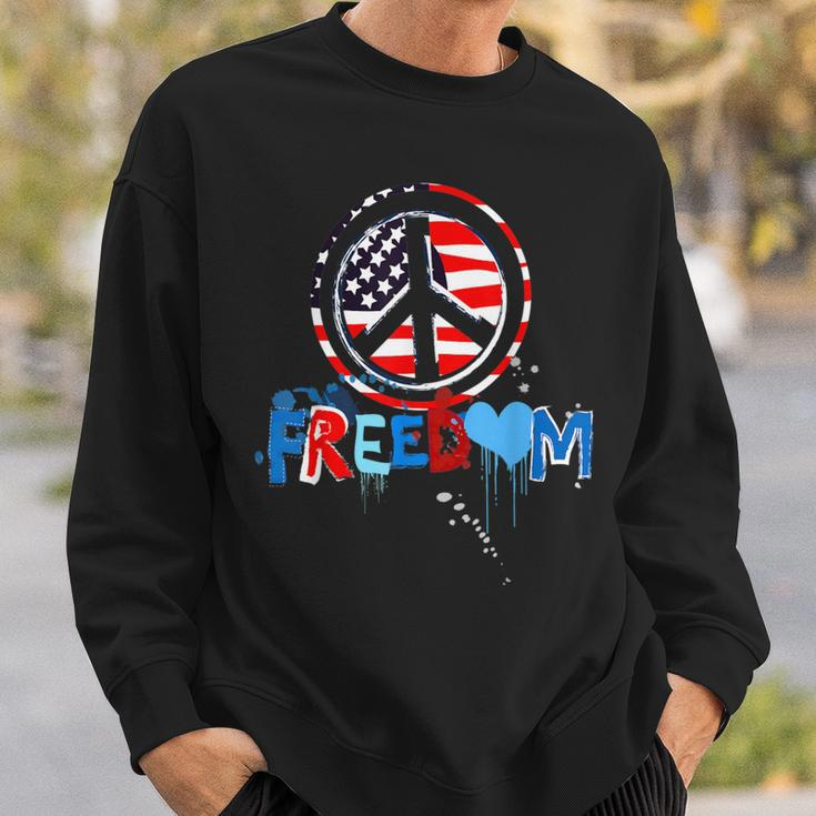 Patriotic Peace Sign Usa Flag Freedom Vote Sweatshirt Gifts for Him