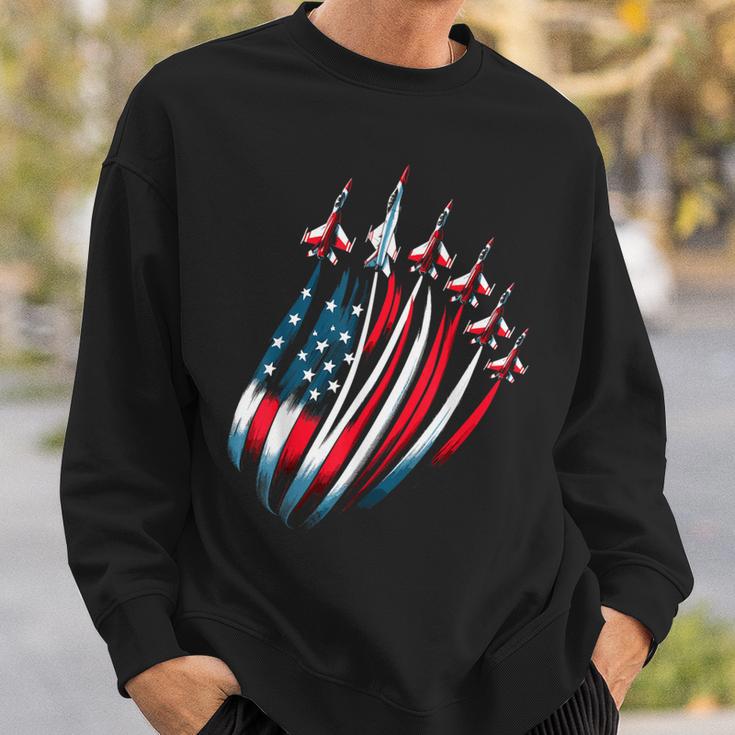 Patriotic Usa Flag Fighter Jets Boys 4Th Of July Sweatshirt Gifts for Him