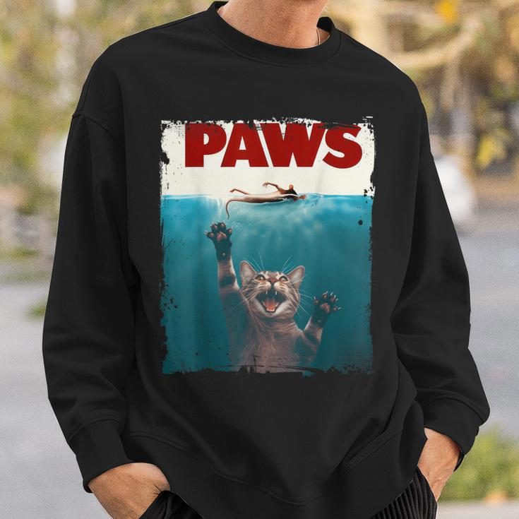 Paws Kitten Meow Parody Cat Lover Cute Cat Sweatshirt Gifts for Him
