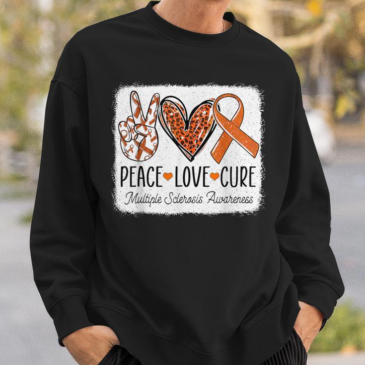 Peace Love Cure Ms Warrior Multiple Sclerosis Awareness Sweatshirt Gifts for Him