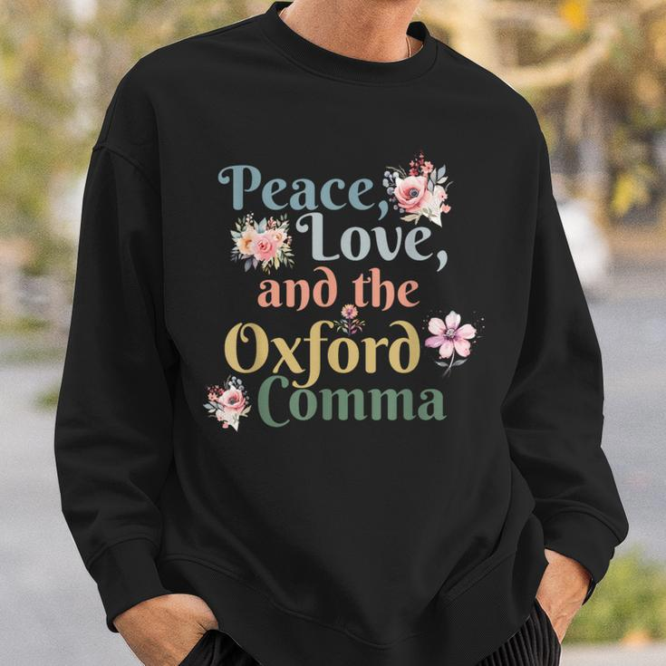 Peace Love And The Oxford Comma English Grammar Humor Joke Sweatshirt Gifts for Him