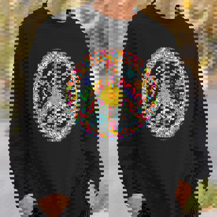Peace Sign Love60S 70S Tie Die Hippie Costume Sweatshirt Gifts for Him
