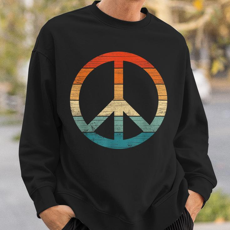 Peace Sign Vintage Distressed Anti War Freedom Retro Sweatshirt Gifts for Him