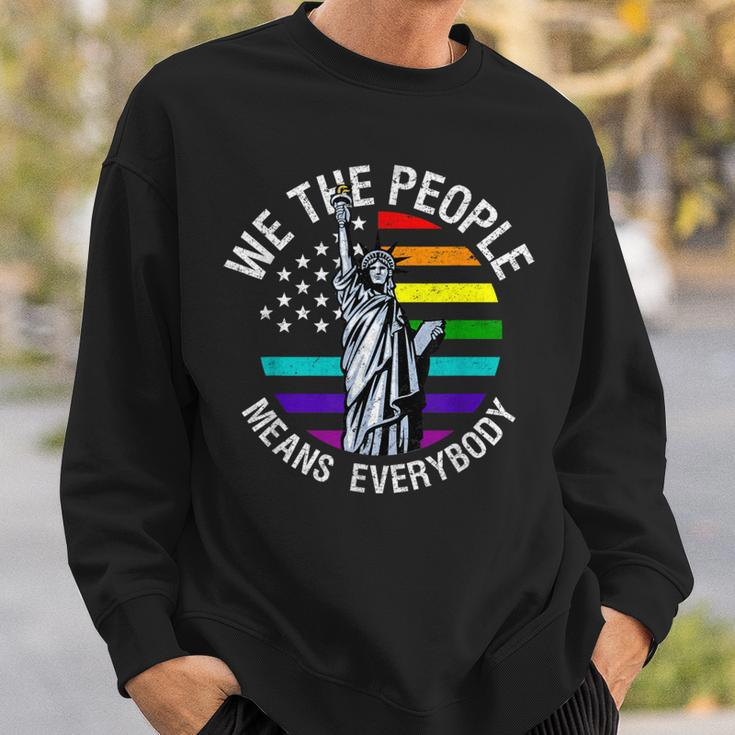 We The People Means Everyone Vintage Lgbt Gay Pride Flag Sweatshirt Gifts for Him