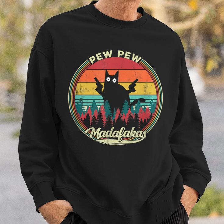 Pew Pew Madafakas Retro Crazy Cat Sweatshirt Gifts for Him