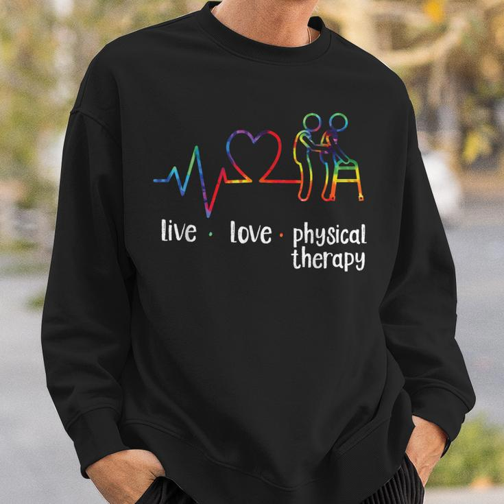 Physical Therapist Therapy Assistant Tie Dye Heartbeat Heart Sweatshirt Gifts for Him