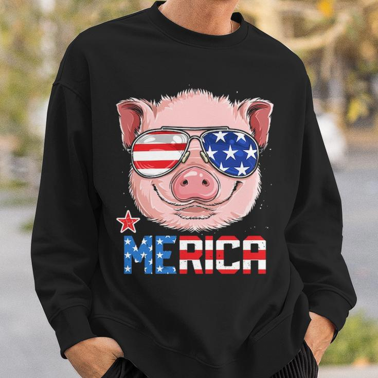 Pig 4Th Of July Merica American Flag Sunglasses Sweatshirt Gifts for Him