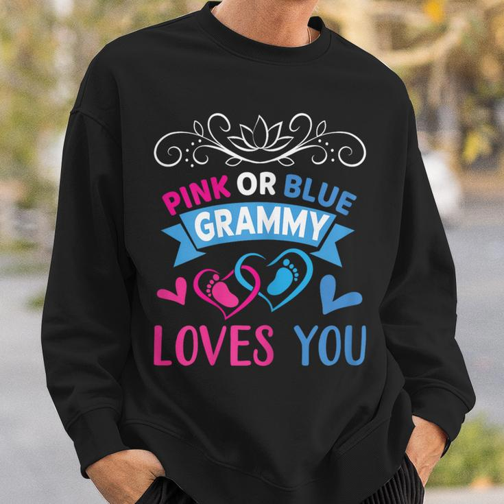 Pink Or Blue Grammy Loves You Gender Reveal Party Shower Sweatshirt Gifts for Him