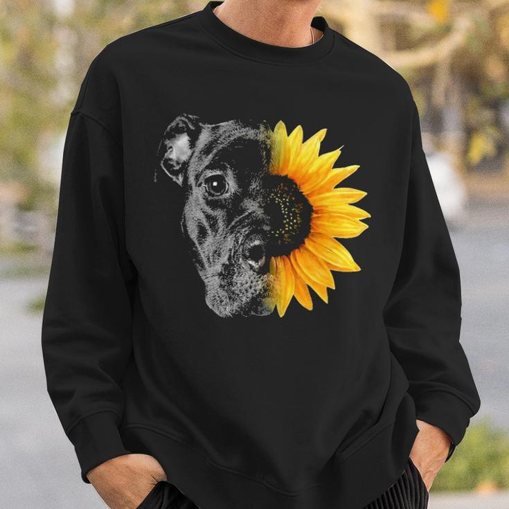 My Pitbull Is A Sunflower She's A Sunshine Hippie Sunflower Sweatshirt Gifts for Him
