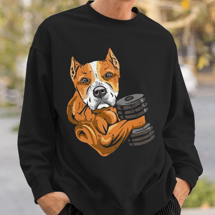 Pitbull Weightlifting Dog Mom Dad Weightlifting Sweatshirt Gifts for Him