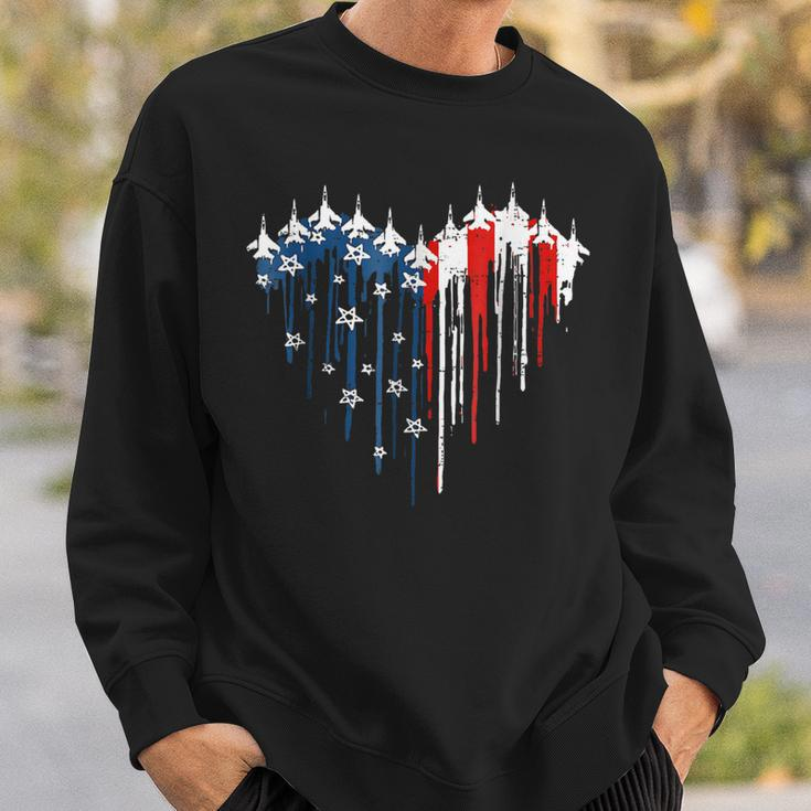 Plane Flag Heart America 4Th Of July Sweatshirt Gifts for Him