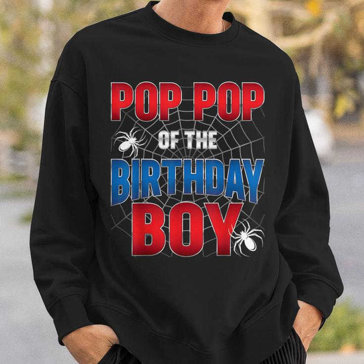 Pop Pop Of Birthday Boy Costume Spider Web Birthday Party Sweatshirt Gifts for Him