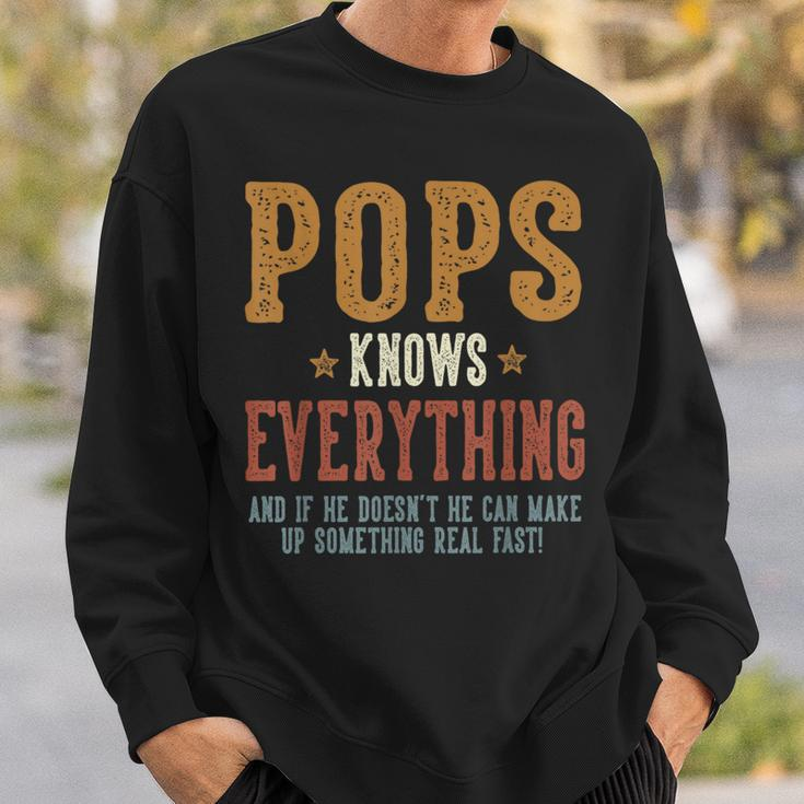 Pops Knows Everything Humorous Father's Day Pops Sweatshirt Gifts for Him