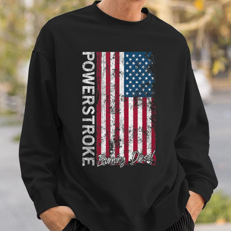 Powerstroke Burning Diesel American Flag Sweatshirt Gifts for Him