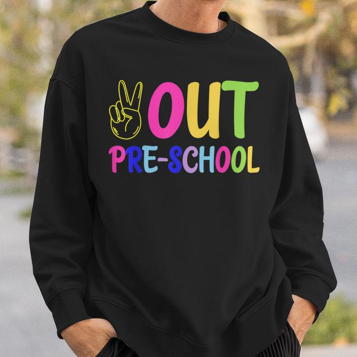 Out Pre-School Peace Sign Last Day Of School Tie Dye Sweatshirt Gifts for Him