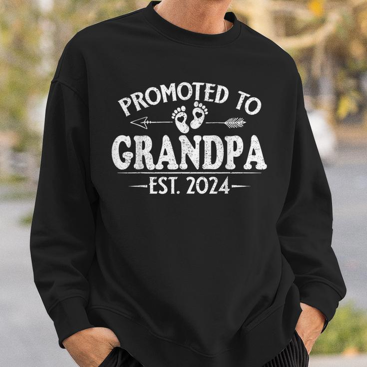 Promoted To Grandpa Est 2024 Grandparents Baby Announcement Sweatshirt Gifts for Him