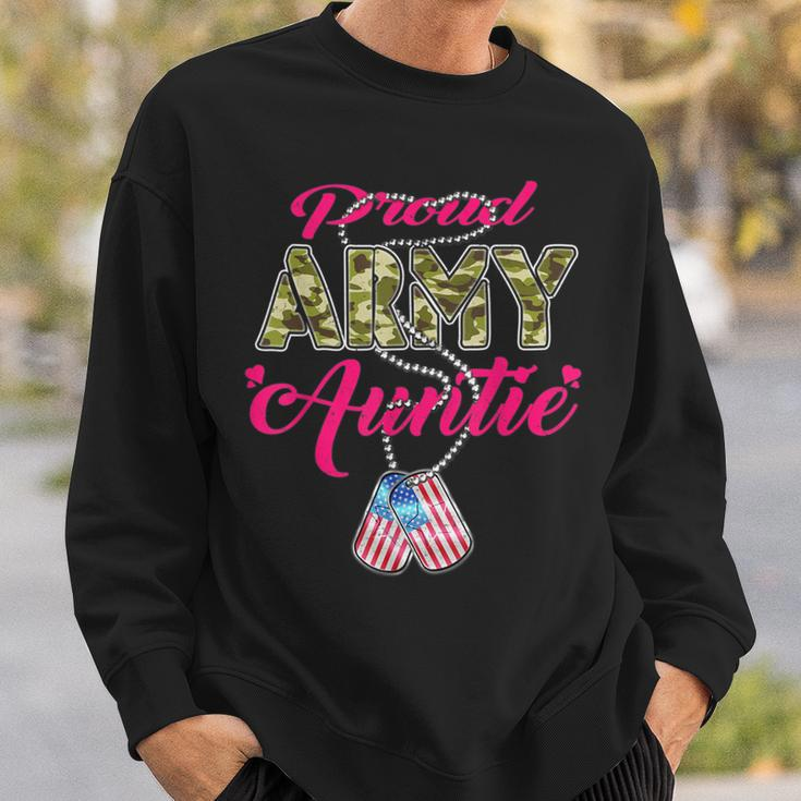 Proud Army Auntie Camo Us Flag Dog Tags Pride Military Aunt Sweatshirt Gifts for Him