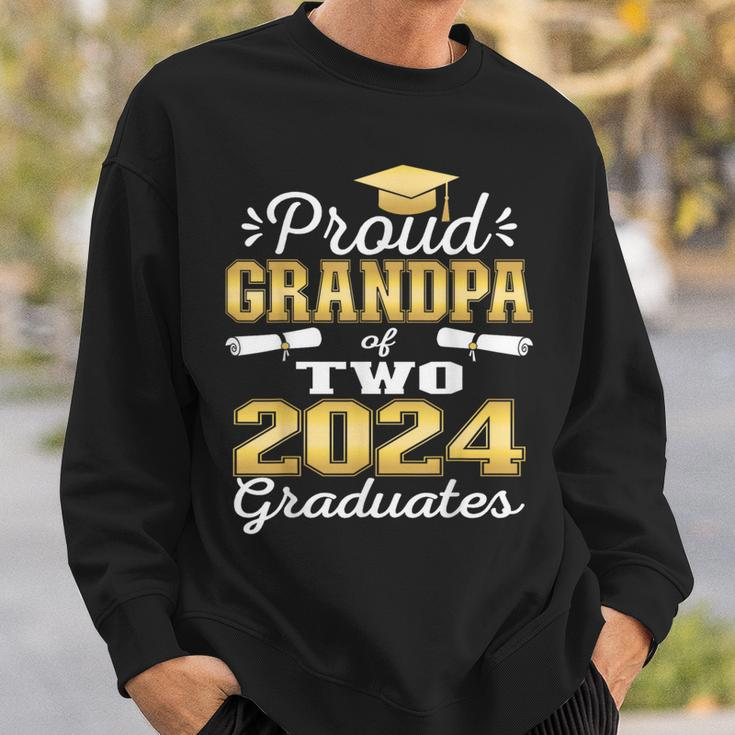 Proud Grandpa Of Two 2024 Graduate Class 2024 Graduation Sweatshirt Gifts for Him