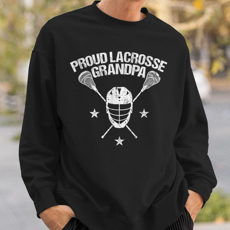 Proud Lax Grandpa Lacrosse Sports Player Helmet Stick Men Sweatshirt Gifts for Him