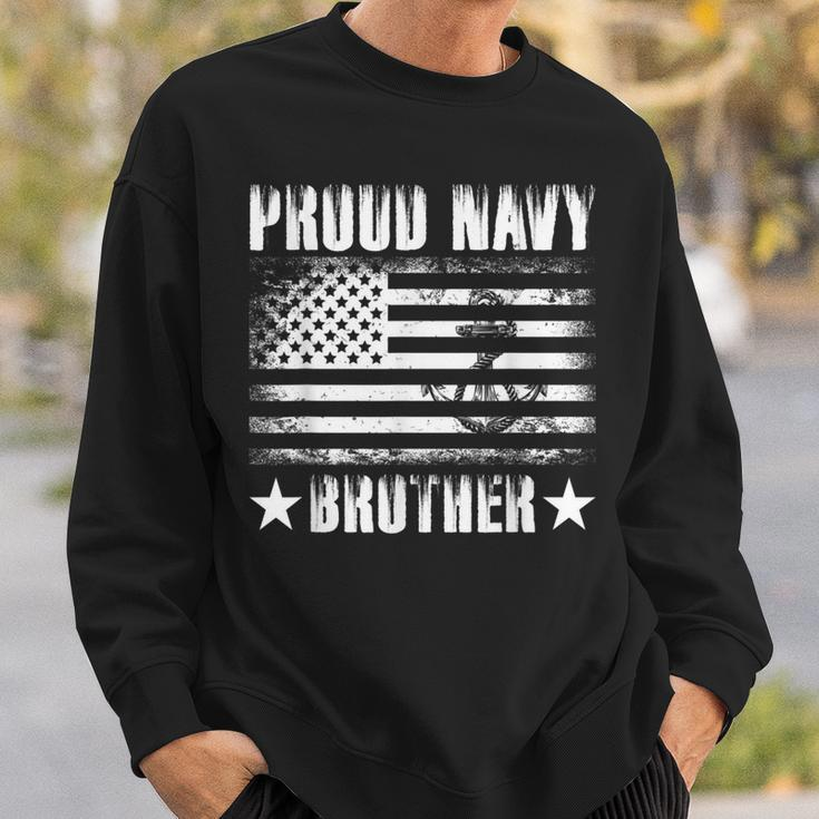 Proud Navy Brother Usa Flag Retro Vintage Military Proud Sweatshirt Gifts for Him