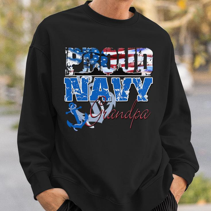 Proud Navy Grandpa Patriotic Sailor Grandparents Day Sweatshirt Gifts for Him