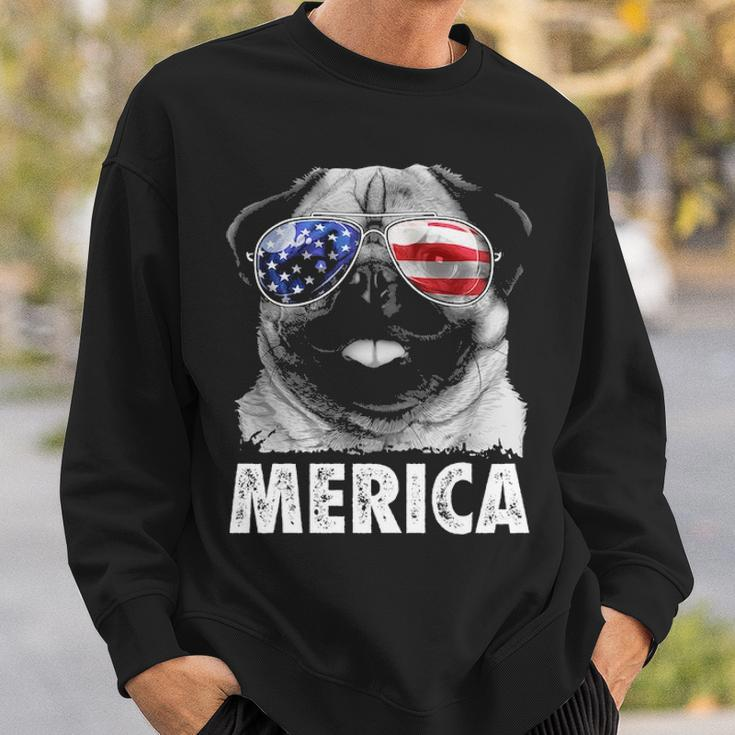 Pug 4Th Of July Merica Men Women Usa American Flag Sweatshirt Gifts for Him
