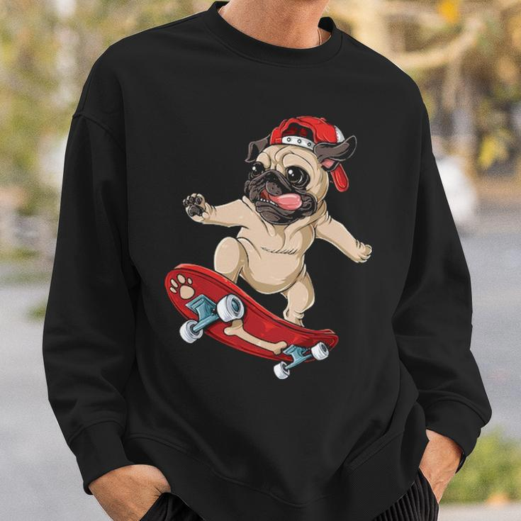 Pug Skateboard Dog Puppy Skater Skateboarding Sweatshirt Gifts for Him