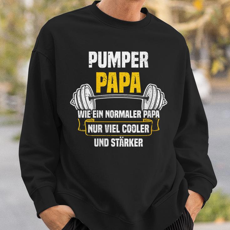 Pumper Papa Kraftsport Gym Lustiges Bodybuilding Mit-Ausschnitt Sweatshirt Geschenke für Ihn