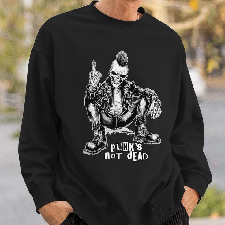 Punks Not Dead 70S 80S Music Emo Meme Skeleton Sweatshirt Gifts for Him