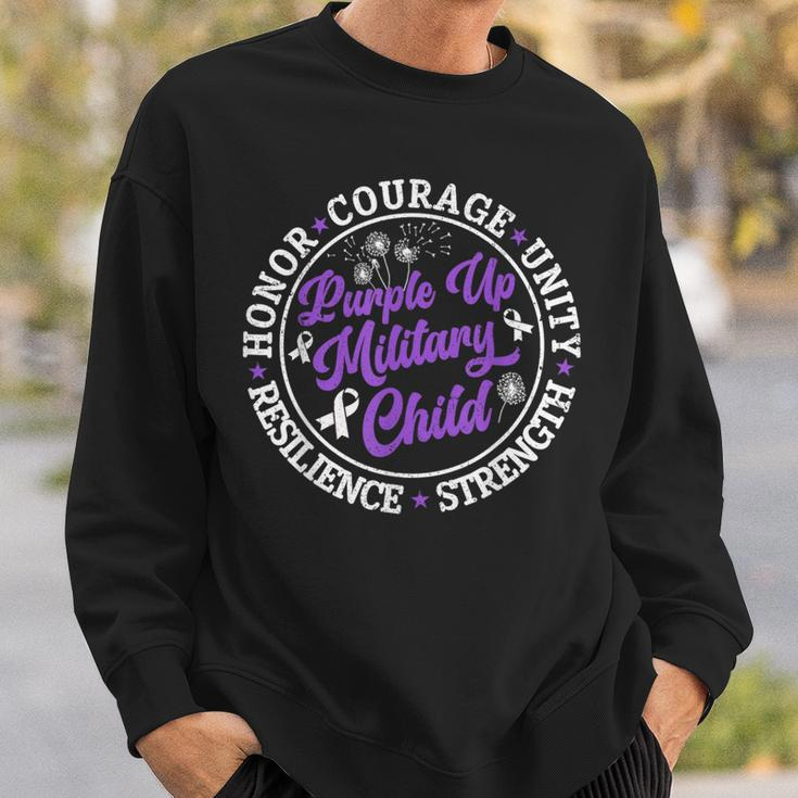Purple Up Military Child 2024 Honor Courage Unity Dandelion Sweatshirt Gifts for Him