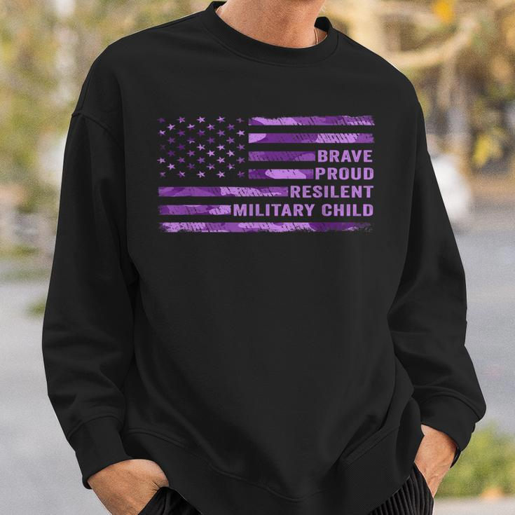 Purple Up Military Kid Us Flag Military Child Month Adult Sweatshirt Gifts for Him