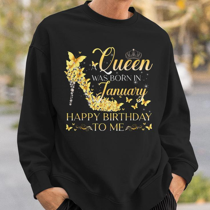 A Queen Was Born In January Happy Birthday To Me Crown Shoes Sweatshirt Gifts for Him
