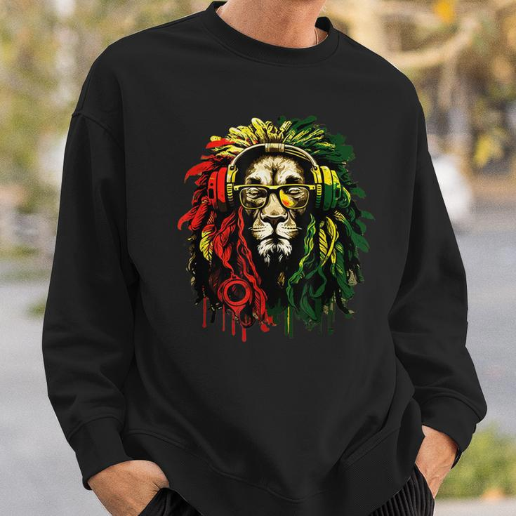 Rasta Reggae Music Headphones Hippie Reggae Lion Of Judah Sweatshirt Gifts for Him
