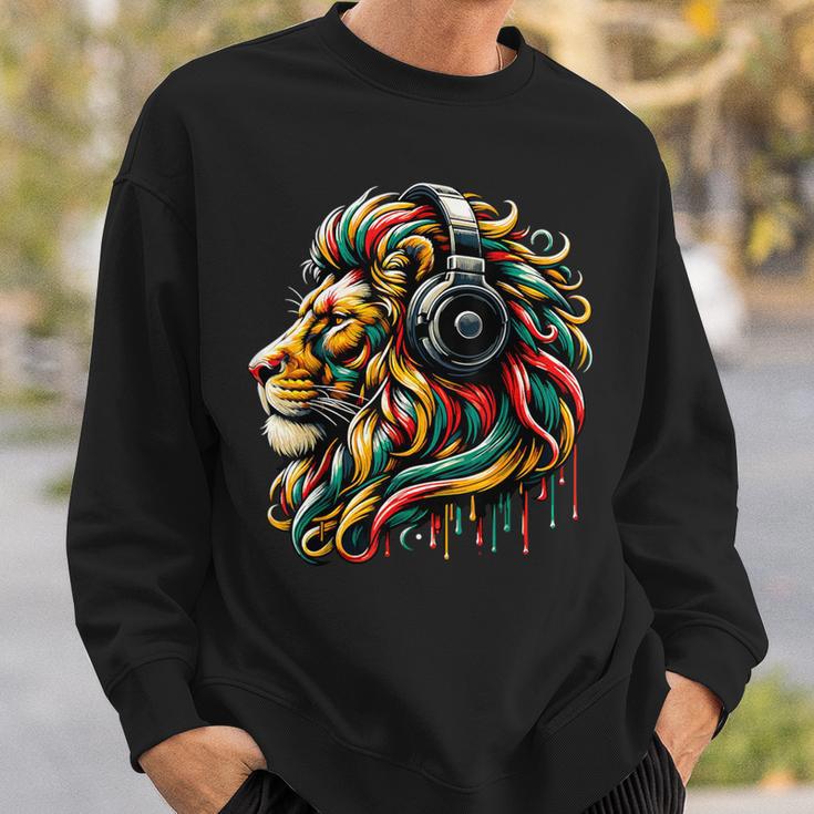 Rasta Reggae Music Headphones Jamaican Lion Of Judah Sweatshirt Gifts for Him