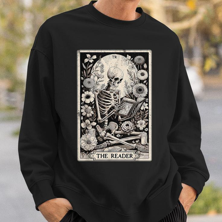 The Reader Tarot Card Book Lover Skeleton Reading Book Sweatshirt Gifts for Him