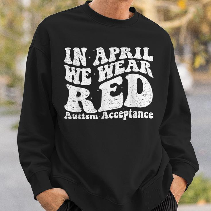 Red Instead Autism Awareness Acceptance Education Teacher Sweatshirt Gifts for Him