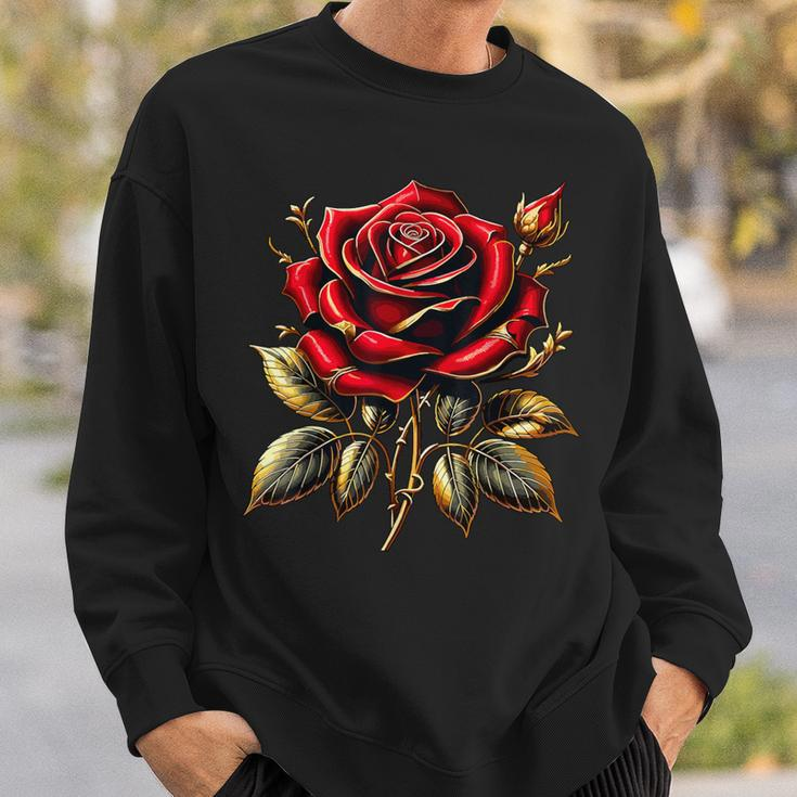Red Rose Red And Gold Sweatshirt Gifts for Him