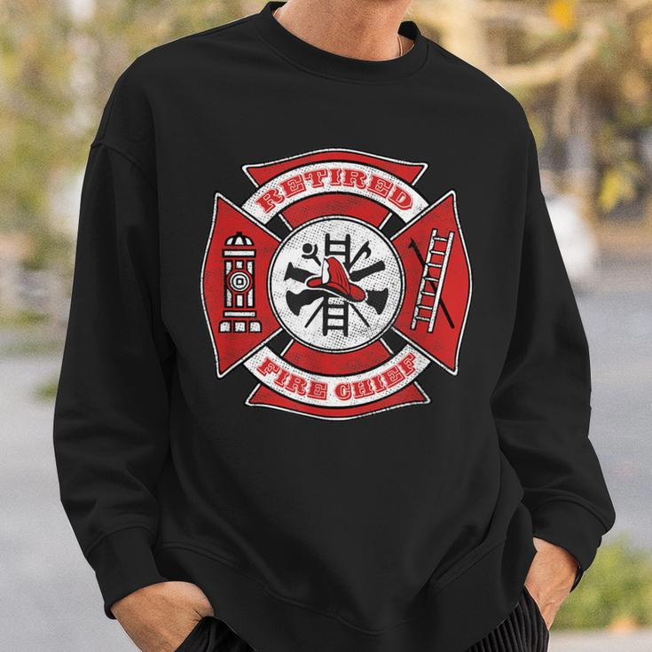 Retired Fire Chief Retirement Red Maltese Cross Sweatshirt Gifts for Him