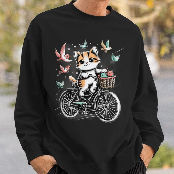 Retro Bike Cat Lover Cycling Vintage Bicycle Sweatshirt Gifts for Him