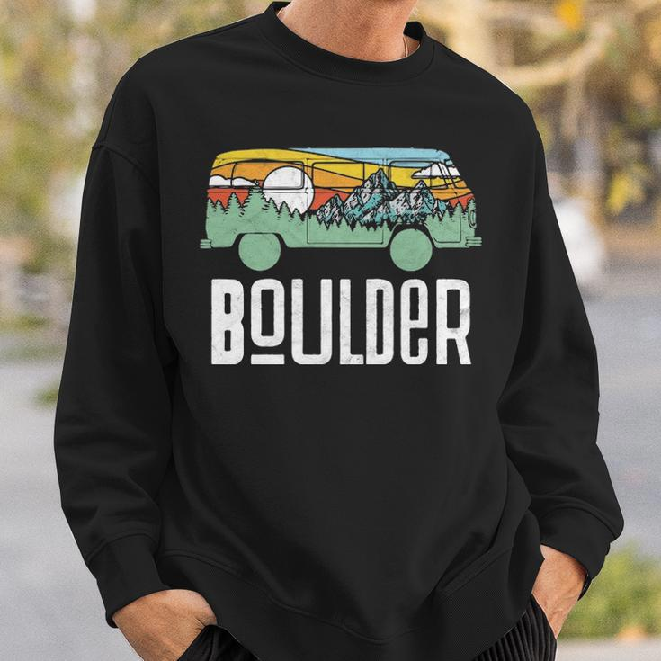 Retro Boulder Colorado Outdoor Hippie Van Graphic Sweatshirt Gifts for Him