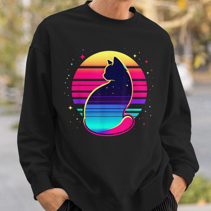 Retro Cat Eclipse Vintage Style Sweatshirt Gifts for Him